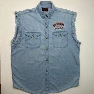 Y2K Vintage Biker Rally 2007 Sleeveless Button Front Shirt
